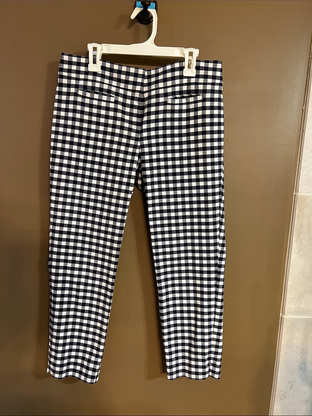 Ann Taylor Petite Navy and White Gingham Pants